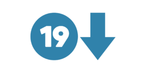 This is an image of the number 19 as well as an arrow pointing down. This is to indicte that the words following are applicable to school-aged students who are aged 19 years or younger. 