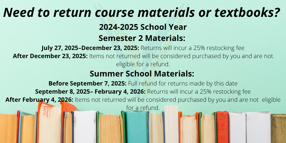 Material Returns for Semester 2 and Summer School